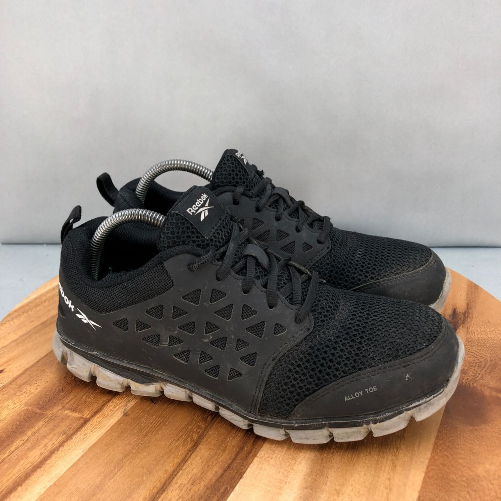 Reebok Mens 9 Wide Sublite Comp Toe Work Shoes Black Mesh Cushioned Foam Comfort
